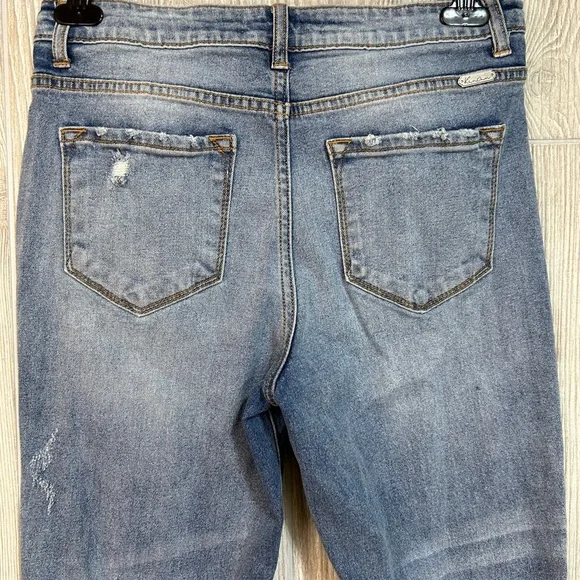 KanCan Muffy High Rise Side Slit Raw Edge Hem Straight Jeans Size 9/28 - Picture 8 of 11